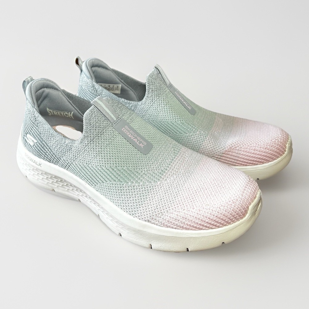 SKECHERS Go Walk Flex Knit Cali Sunset Sneaker Slip-On Shoes Gray Multi Size 10 - Picture 3 of 10